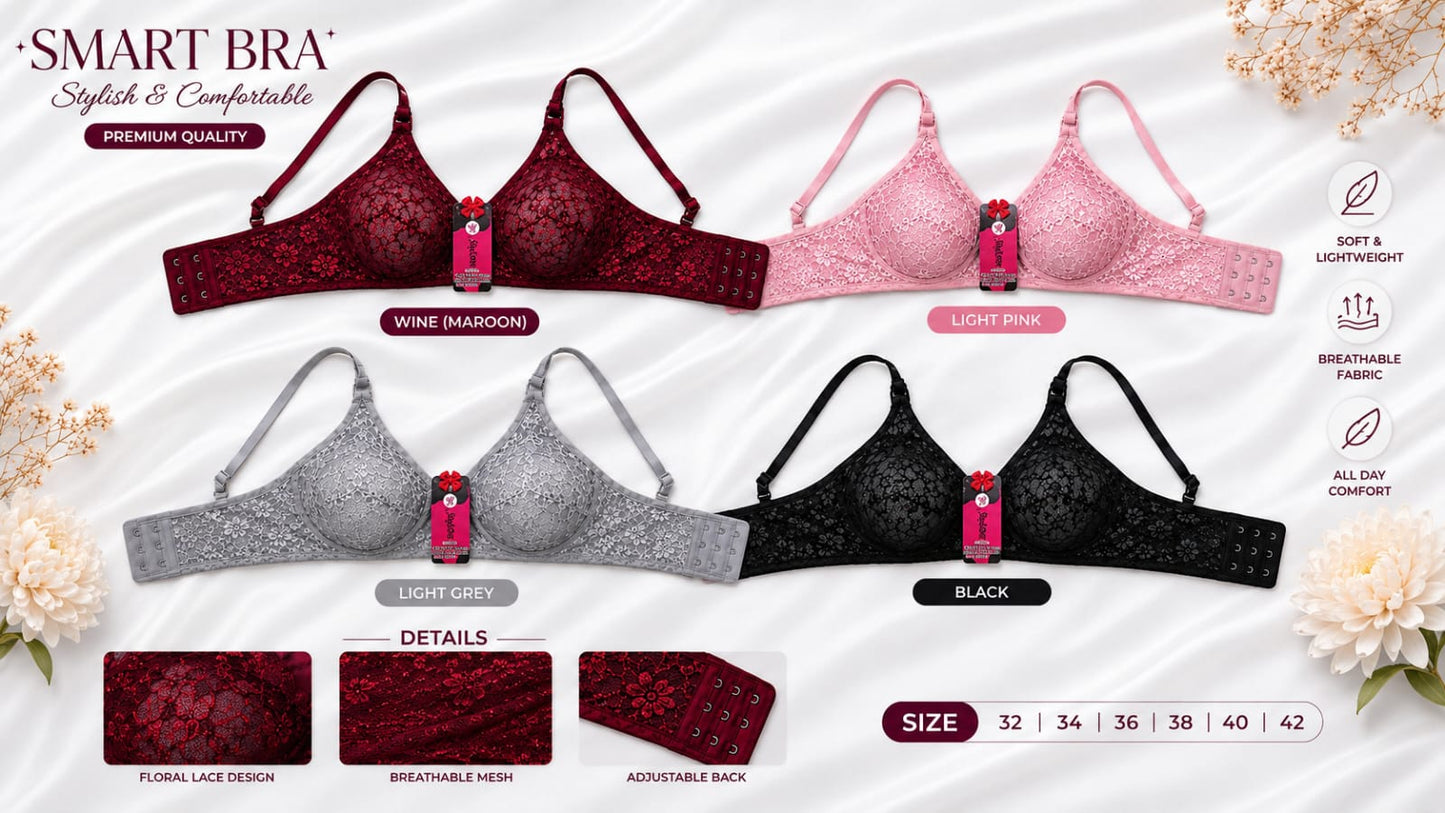Pack Of 4 Breathable Cotton Net Bra For Summer.Imported Stuff