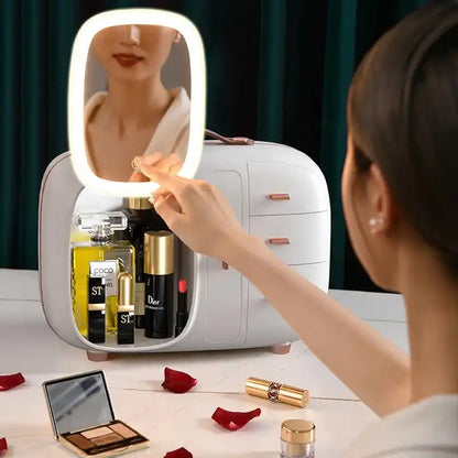 Modern Cosmetic Organizer with LED Mirror